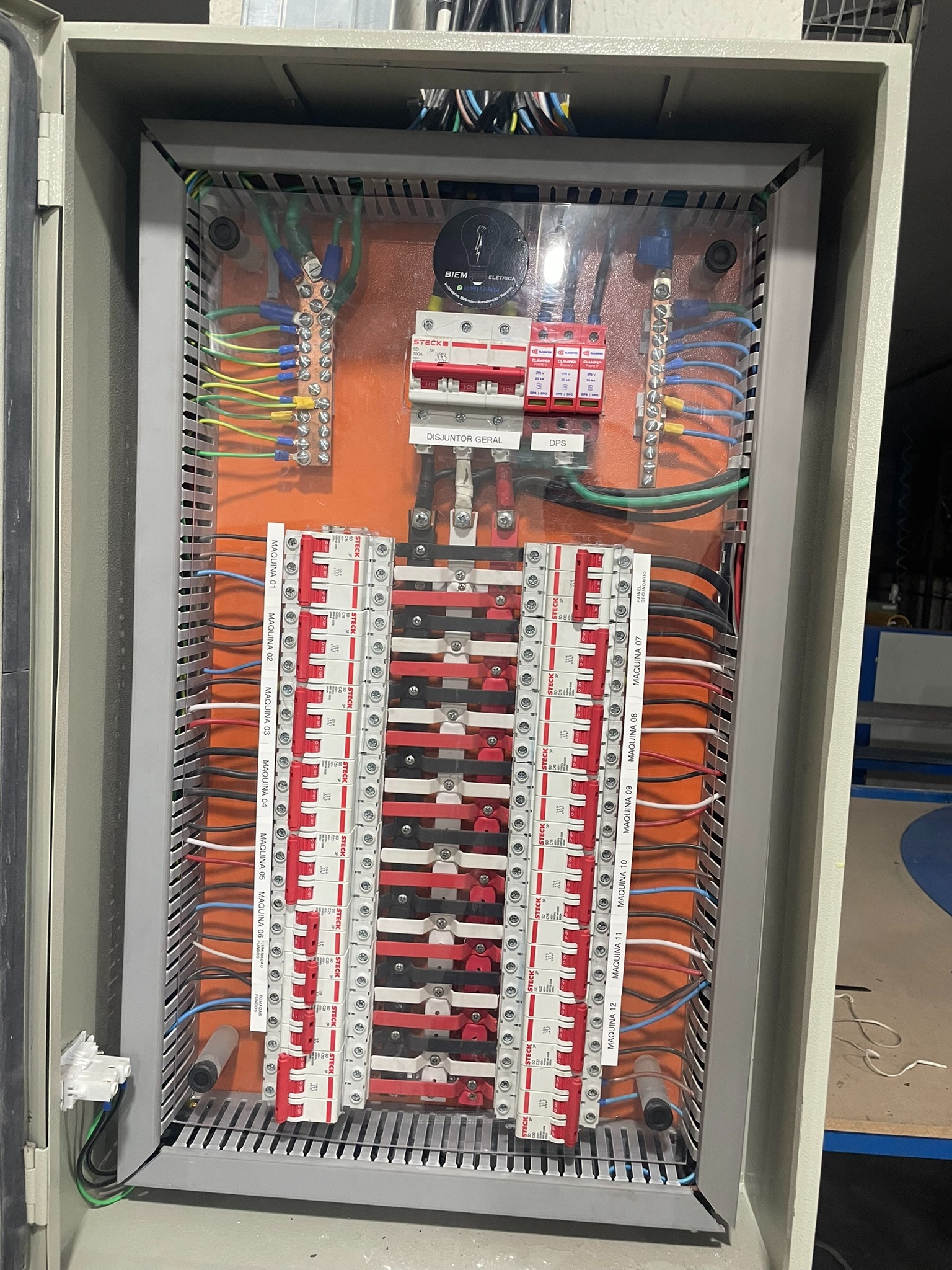 Montagem de quadro de distribuição para máquinas